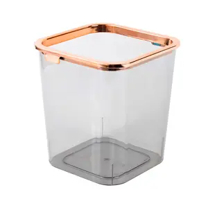 Square transparent trash can light luxury office bathroom toilet size dustbin living room kitchen household paper basket