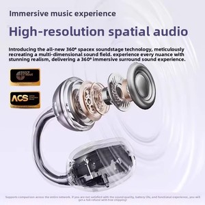 Nouveaux écouteurs <span class=keywords><strong>D500</strong></span> avec affichage numérique, conception intra-auriculaire à clip, réduction de bruit, étanchéité IPX5, son surround 360°, IA - Product Image 6
