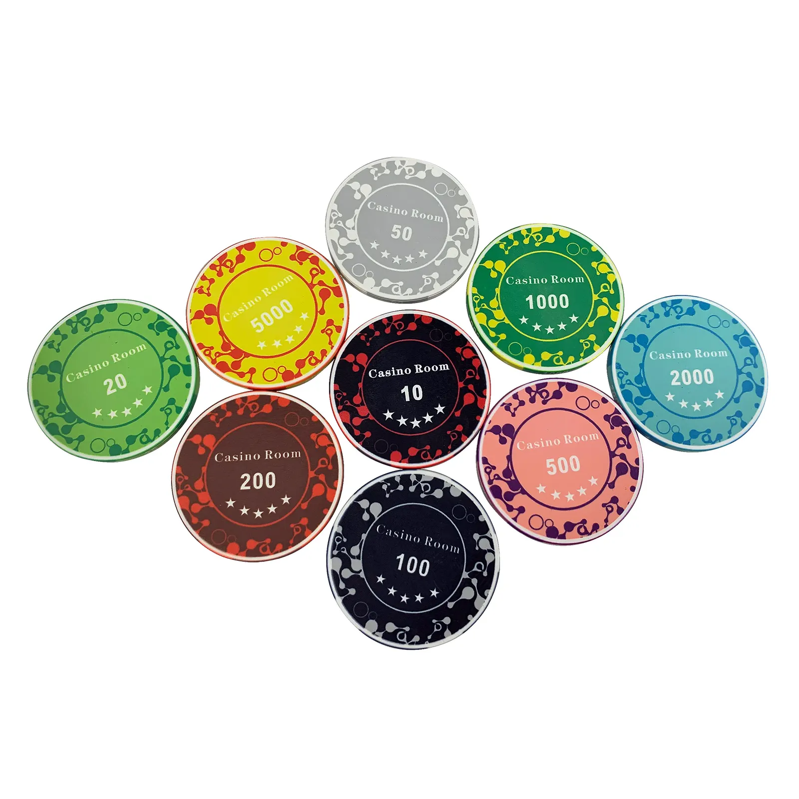 Gokken Game Gepersonaliseerde Handgemaakte Keramische Poker Chips Sector Chips Met Waarde In Grootte 39Mm * 3.5Mm Van 10G Keramik