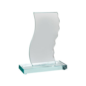 Trofeo con Cornice in Cristallo, Base Bianca, Altezza 160 mm, Espositore Verde - Product Image 1