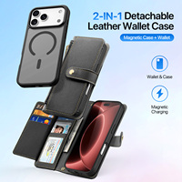 Étui portefeuille en cuir détachable 2-en-1 avec coque magnétique et emplacements pour cartes pour iPhone 18 Pro et 17 Pro