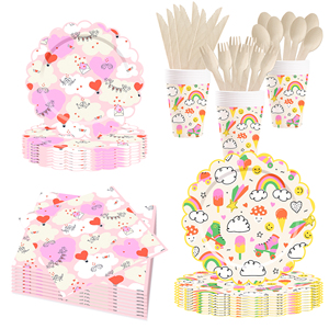 Platos de Papel Personalizados con Diseño de Arcoíris DAMAI, Artículos para Fiestas de Cumpleaños, Decoraciones para Baby Shower y Fiestas de Feliz Cumpleaños - Product Image 5