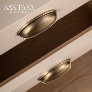 Santaya 拉丝古董黄铜橱柜拉手 <span class=keywords><strong>3</strong></span> 英寸（76 毫米）孔距 橱柜拉手五金配件 箱柜抽屉拉手 - Product Image 6