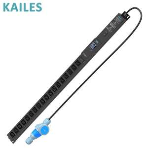 เครื่องวัดกระแสไฟฟ้าและแรงดันไฟฟ้าแบบเฟสเดียว รุ่น KAILES(KLS) Metered Series 16A สำหรับ PDU 18 จุดกันลื่น C39 ติดตั้งแนวตั้ง แผ่นสีดำ - Product Image 2