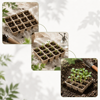Kit de plateaux de semis biodégradables en papier de taille personnalisée pour la culture de légumes, la pépinière et la plantation de jeunes pousses, pot de tourbe