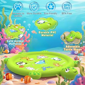 Piscina Combinada con Tobogán y Chorros de Agua con Diseño de Tortuga, con Aspersor para Niños, para Jugar en el Agua en el Patio Trasero en Verano - Product Image 5