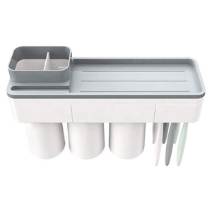 Ferns New Style Fashion Eco-Friendly Plastic Multifunctional Three-piece Set Wall Mounted Magnetic <b>Toothbrush</b> <b>Holder</b> for - Product Image 1