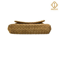 Sac à bandoulière pour femme Fashion Lady, texture tressée, avec fermeture à rabat à bouton-pression et corps souple