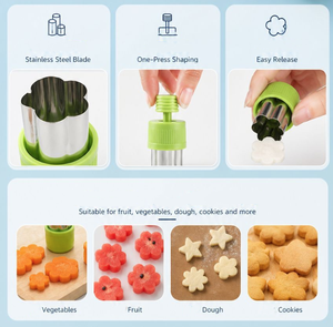 Ensemble de 9 emporte-pièces pour fruits et légumes - Moule à mini-tartelettes, biscuits et gâteaux en acier inoxydable avec poignée de sécurité pour le déjeuner des enfants - Product Image 3