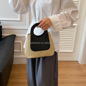 Bolsos de Paja al por Mayor para Mujer, Bolsos de Mano Tejidos, Bolsos de Mano Personalizados, Mini Bolsos Tote Únicos para Dama con Logotipo Impreso - Product Image 3