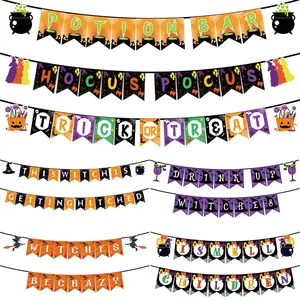 Kls Happy Halloween Pompoenspin Bat Ghost Honingraat Pompoen Papier Stretch Bat Pull Flag Spider Banner Party Versiering
