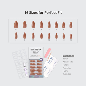 BTArtbox Noël 32 faux ongles à presser en gel souple, forme amande moyenne, marron, faits main, 3D, vente en gros - Product Image 2