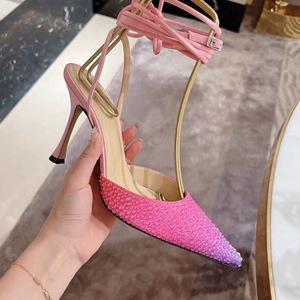 รองเท้าส้นสูงสำหรับผู้หญิง คุณภาพสูง สายรัดข้อเท้า ดีไซน์ทันสมัย ปิดหัวรองเท้า เซ็กซี่ ประดับคริสตัล หรูหรา - Product Image 4