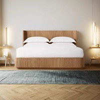 American RH Furniture Rustic Vintage Bedroom Lit en bois massif Lit double moderne minimaliste Villa Master Bedroom Wedding Bed
