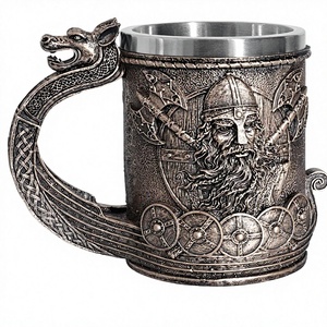 Ottalent Noric Viking Ship Draon <span class=keywords><strong>Drakkar</strong></span>, Taza de Cerveza Resistente a Golpes, Revestimiento de Acero Inoxidable, Color Bronce, Taza de Café Coleccionable de Guerrero - Product Image 1