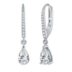 Pendientes de Aro de Plata de Ley S925 con Moissanita de 1ct, Corte Pera de 5*8mm - Product Image 1
