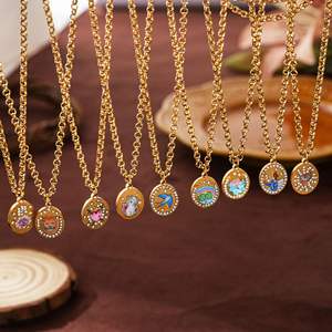 Collar de Bambú con Diamantes de Imitación, Diseño de Conejo Pintado, Flor, Trébol de Cuatro Hojas y Guerrero Guardián, Estilo Europeo Americano, Chapado al Vacío - Product Image 3