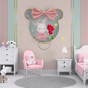 วอลล์เปเปอร์ภาพจิตรกรรมฝาผนังตกแต่งห้องเด็กกระต่ายสีชมพู3D - Product Image 2