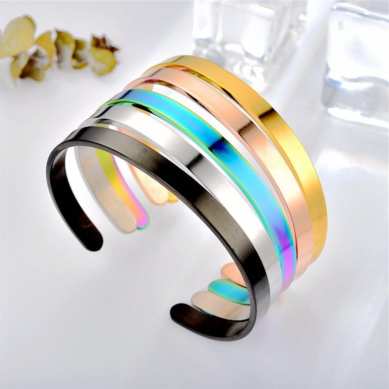 Simple Classic Fashion Men's Stainless Steel Gold Silver Rose Gold Black  Colorful Women Stainless Steel Charm CC Bracelet
