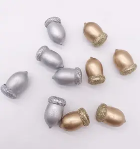 Christmas Gold Acorns Wood Silver Acorn Artificial Small Acorn Ornaments For Christmas Table Decoration