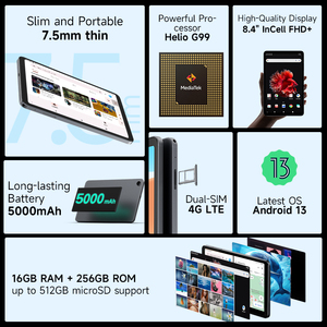 ALLDOCUBE-Tableta iPlay 50 Mini Pro de 8,4 pulgadas, Android 13, <span class=keywords><strong>Netflix</strong></span> L1 2K, IPS, 8GB de RAM, 256GB de ROM, Helio G99, Octa Core, 4G, PC - Product Image 2