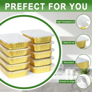 Golden Food Takeout Aluminum Foil <b>Container</b> Restaurant <b>Refrigerated</b> Packing Foil Lunch Box - Product Image 2