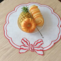 Napperons modernes irréguliers brodés avec nœuds, écologiques, pour la décoration de table à manger à la maison, serviettes de table en lin multicolores pour pique-nique et extérieur