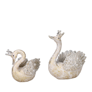 Redeco Regal Crown Swan Planter, figurine en résine, or, argent, blanc, décoration vintage pour la maison, cadeau, vente en gros, logo personnalisé - Product Image 4