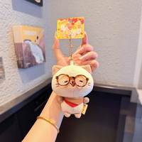 En gros, Pendentifs porte-clés en peluche créatifs et mignons, en forme d'animaux avec lunettes, décoratifs, cadeau