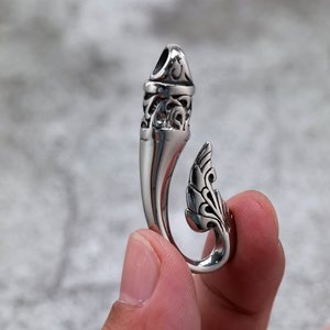 yunnique Stainless Steel Wave <b>Hook</b> Pendant Themed Asymmetry Design For Clothing Matching Gift - Product Image 4