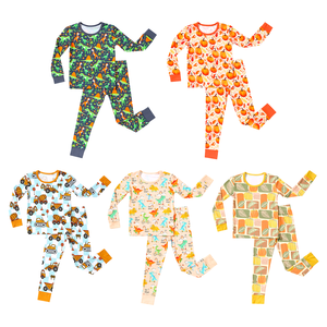 Ensemble de pyjama pour enfants en bambou biologique à motifs imprimés, vêtements de nuit deux pièces, vêtements pour enfants unisexes, pyjama à manches longues, grenouillère pour bébé - Product Image 5