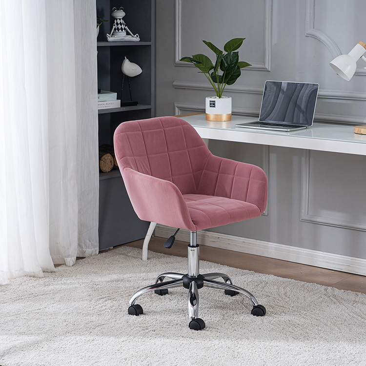 Comfortable Velvet Chairs For Living Room With Metal Wheel Ergonomic Computer Chair with Adjustable Height Swivel