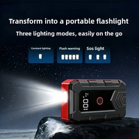 Démarreur de voiture d'urgence 12V et gonfleur d'air combinés, batterie portable multifonction pour démarrage moteur en cas de batterie faible, noir/rouge 1