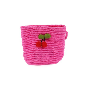 Bolso pequeño de fieltro tejido con diseño de cerezas, 12x14cm, accesorio de moda para mujer - Product Image 1