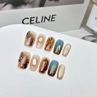 Cadeaux en dropshipping, patchs pour ongles HA, vente en gros, produit fini, manucure courte, autocollants pour ongles amovibles, faits à la main, portables
