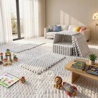 Tapis de jeu pour enfants en flanelle grise moderne de luxe, ultra doux, en peluche, fabriqués à la machine, en EVA écologique et non toxique, à emboîtement type puzzle