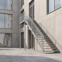 Escalier d'évacuation en acier pour extérieur, marches galvanisées en métal, escalier droit en acier