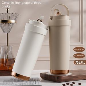 Tasse Thermos Portable Haut de Gamme en Acier Inoxydable avec Revêtement Céramique, Double Capacité, Design Moderne, Sensation Luxe Léger, Poignée et Ventouse - Product Image 4