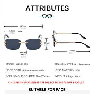 Gafas de Sol Retro 2025 con Logotipo Personalizado, Sin Montura, Degradado, UV400, Montura Pequeña Dorada, Cuadradas, para Hombre y Mujer - Product Image 5