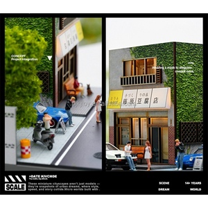ฉากจำลองร้านเต้าหู้ฟูจิวาระ ขนาด 1:64 พร้อมไฟส่องสว่าง และโมเดลรถอัลลอยด์ ฉากโรงจอดรถไดโอรามา ขนาด 1/64 ลานจอดรถ ของเล่นไดแคสต์ - Product Image 4