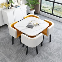 GEDO Ensemble de Table Carrée MDF Design Moderne et Élégante avec 4 Chaises, pour Restaurant