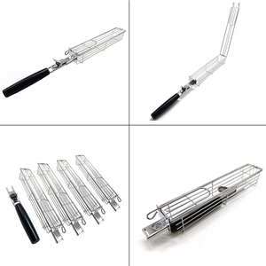 Lot de 4 paniers à <span class=keywords><strong>kebab</strong></span> en acier inoxydable pour barbecue, hot dog, légumes et viande, accessoires de barbecue. - Product Image 3