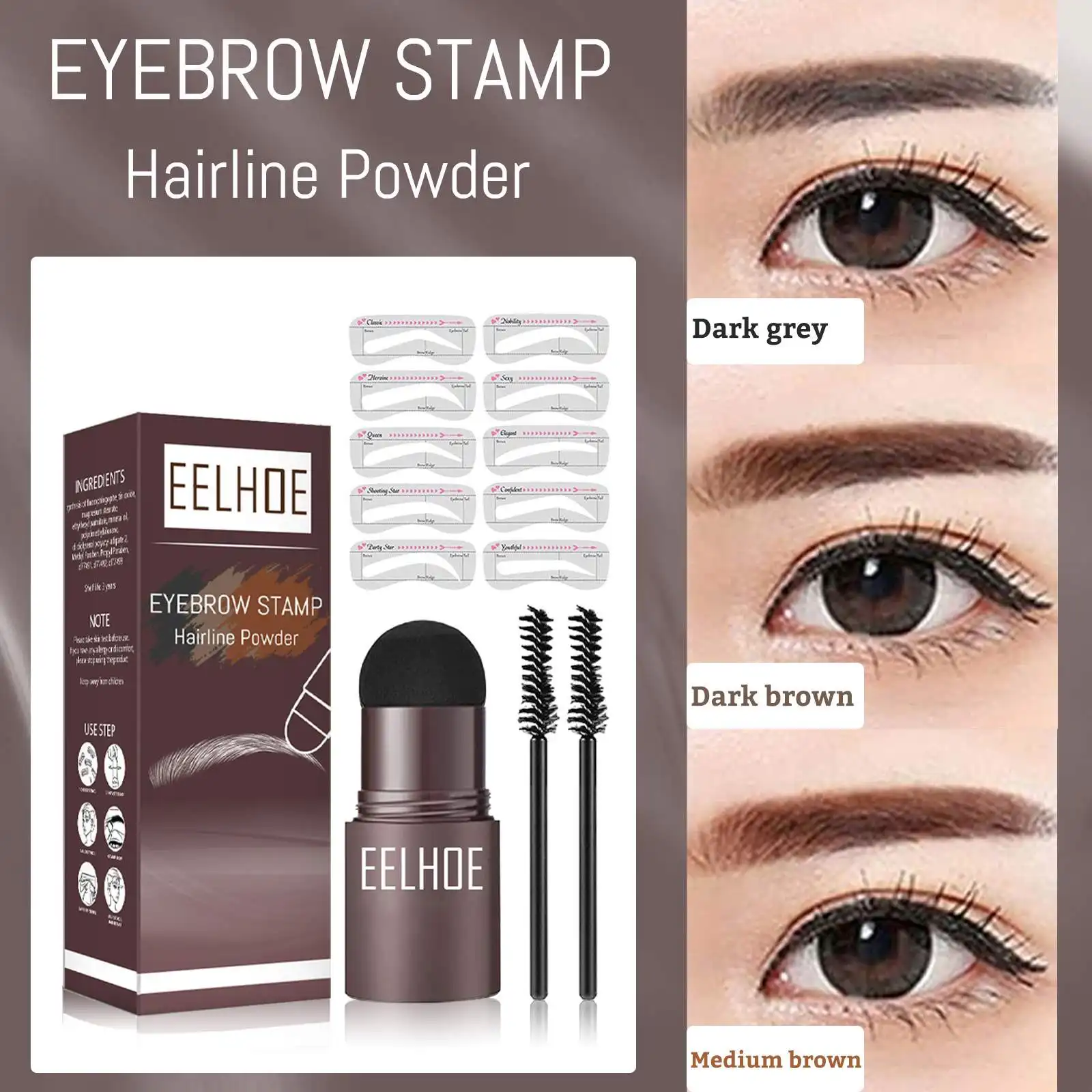 ดินสอใหม่ Shaping Brow Stamp คิ้วผง10รูปร่างชุดลายฉลุ