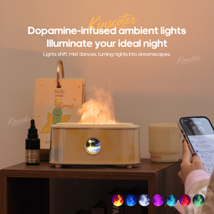 Креативный аромадиффузор CustomPic 200 мл с эффектом пламени, увлажнитель с белым шумом, праздничный подарок с цветной подсветкой/Bluetooth-колонкой - Product Image 3