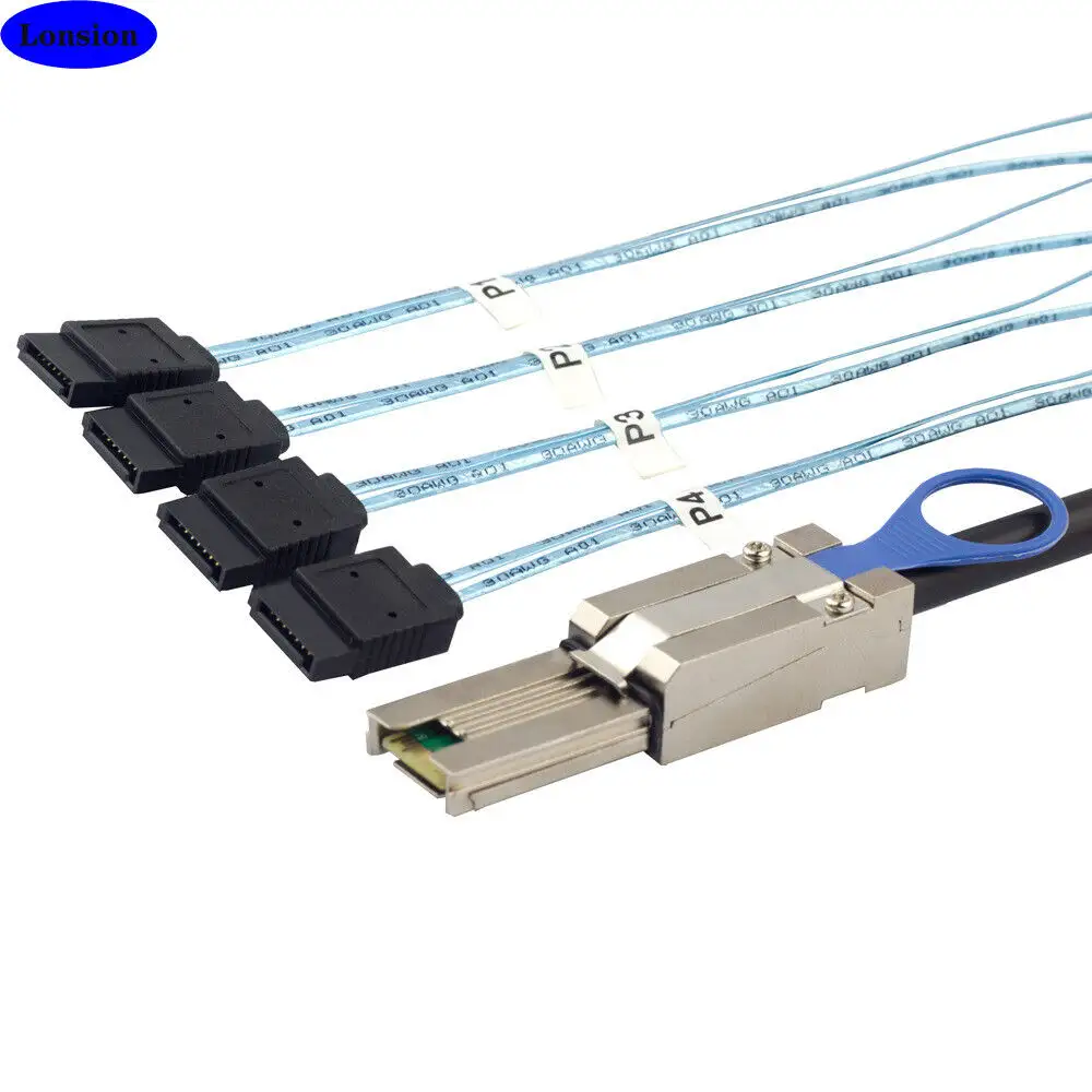 MINI SAS SFF-8088 to 4 Portas SATA 7P servidor mãe disco rígido cabo adaptador