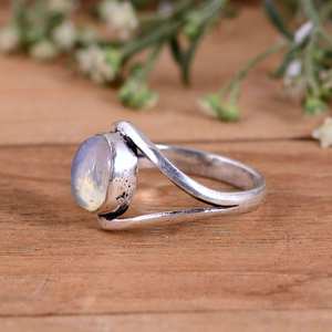 Handmade Natural Opalite <b>Stone</b> Ring 925 Silver Gemstone Oval Bezel Set Luxury Ring for Wedding Unisex Jewelry - Product Image 4