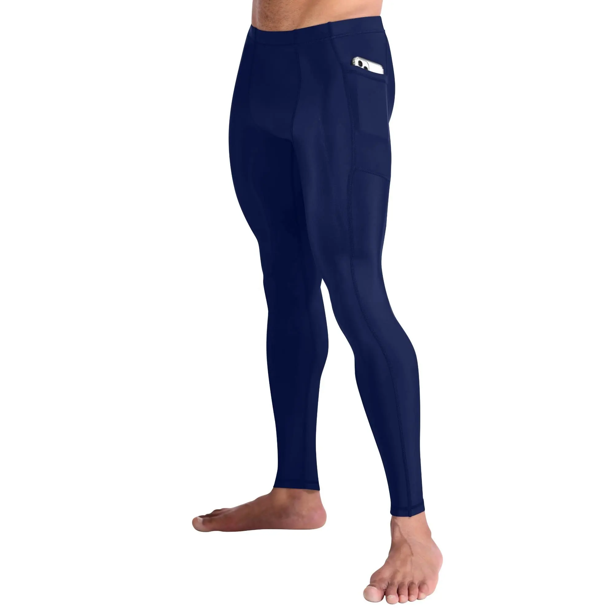 Calzamaglia a compressione per abbigliamento sportivo all'ingrosso da uomo Leggings da corsa pantaloni da Yoga con fascia elastica con tasca