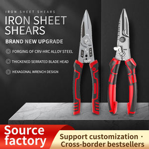 Stainless Steel Heavy Duty Multi-Purpose DIY Tin Snips with Smooth <b>Edge</b> <b>Rubber</b> Handles for Cutting Metal Plastic Leather Cable - Product Image 4