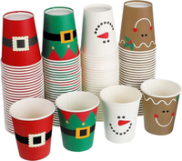 Tasse à thé au lait rouge à double paroi jetable avec logo personnalisable avec couvercle pour boissons chaudes Gobelet en papier de Noël Style à paroi unique pour le vin