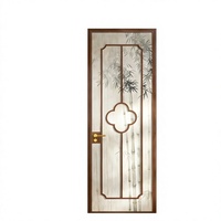 Nouvelle porte coulissante en verre tressé motif bambou, style chinois esthétique, étanche, pour salle de bain/toilettes et cuisine, rétro mi-siècle